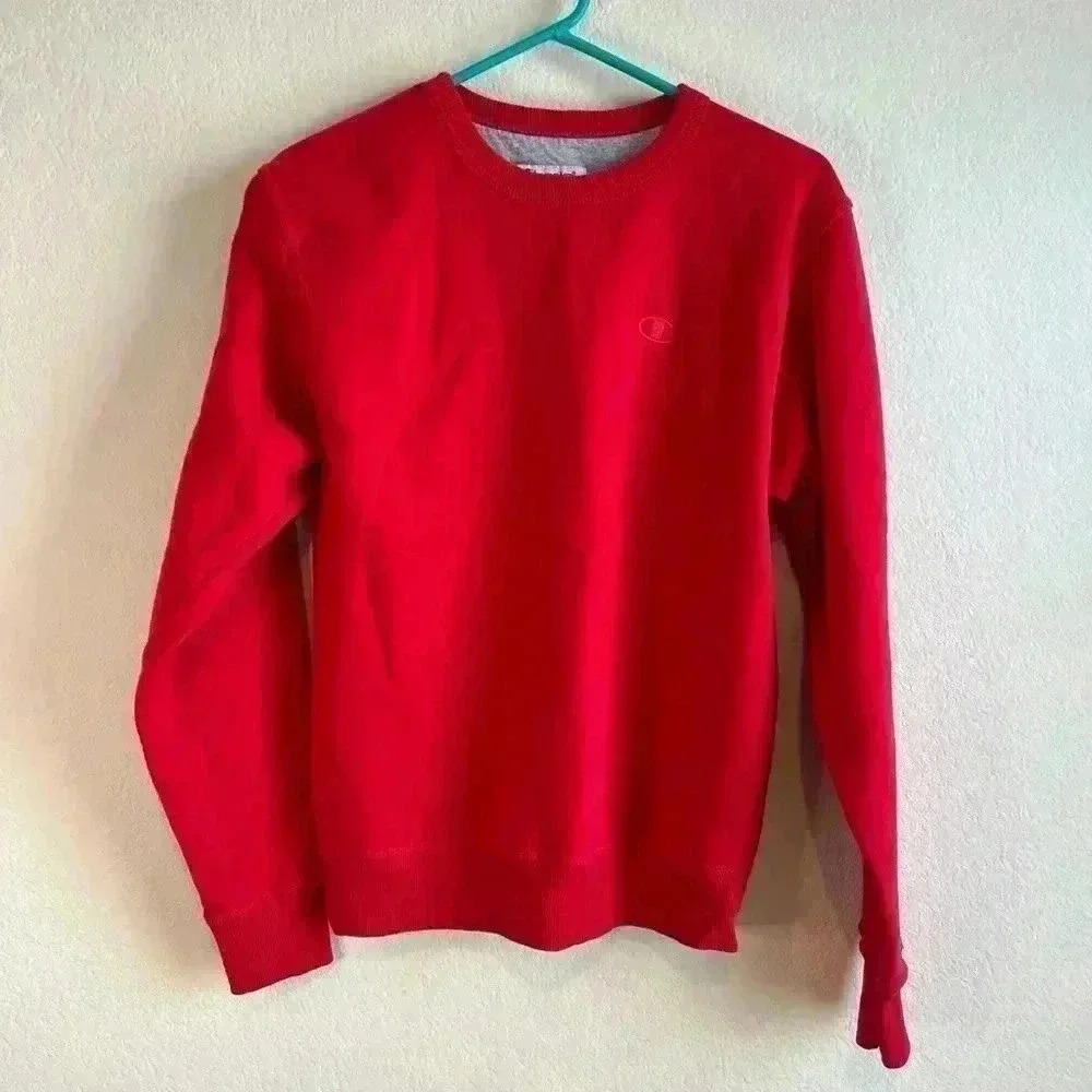 Champion Mens Powerblend Fleece Crew red hoodie Sweatshirt S‎ small logo